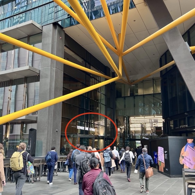 Tower Four and Five entrance circled