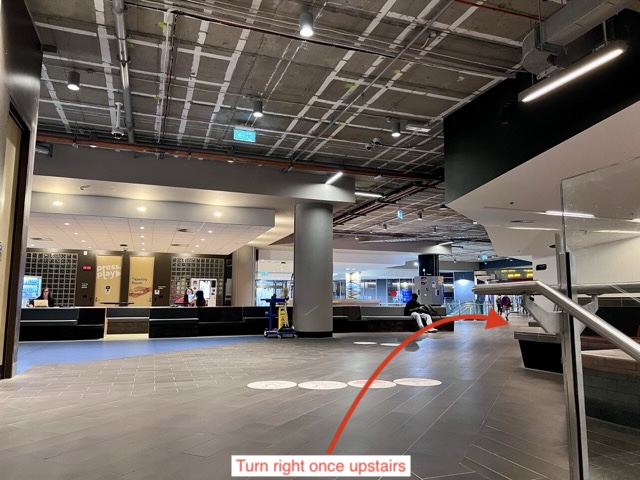 Upper level, turn right after the stairs