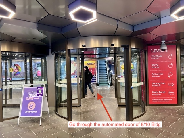 Automated door inside the 8/10 building